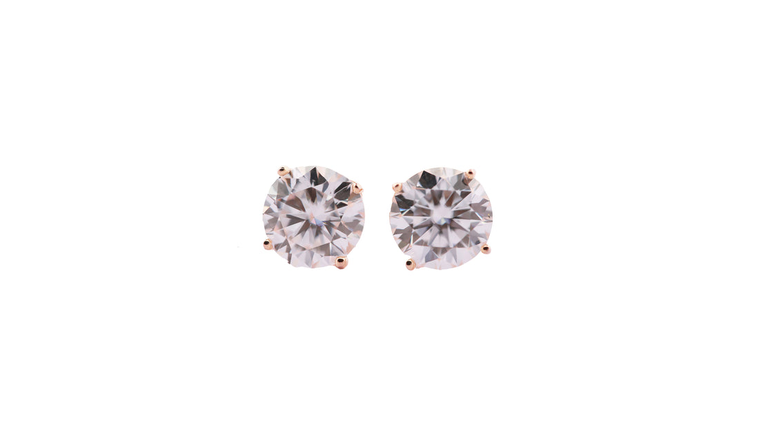 92.5 Sterling Silver with Moissanite Classic Round Solitaire Stud  Earrings 6618