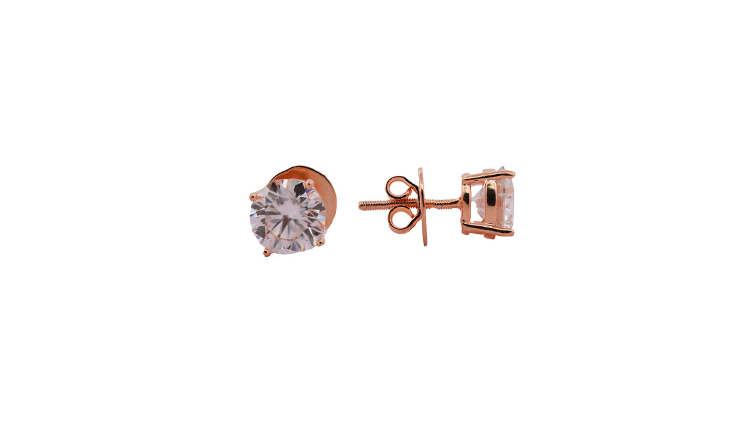 92.5 Sterling Silver with Moissanite Classic Round Solitaire Stud  Earrings 6618