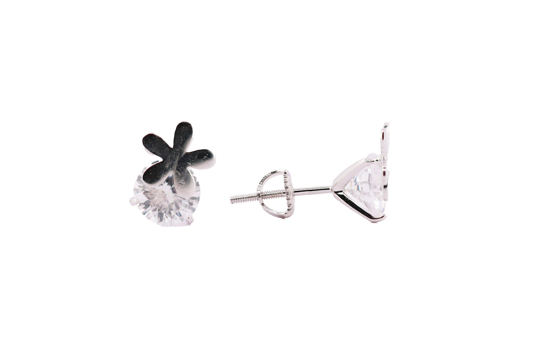 92.5 Sterling Silver Floral Motif Stud Earrings 6700