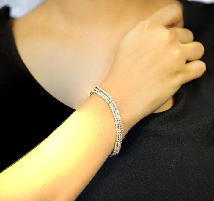 92.5 Silver Multiline Sparkle Bracelet 9357