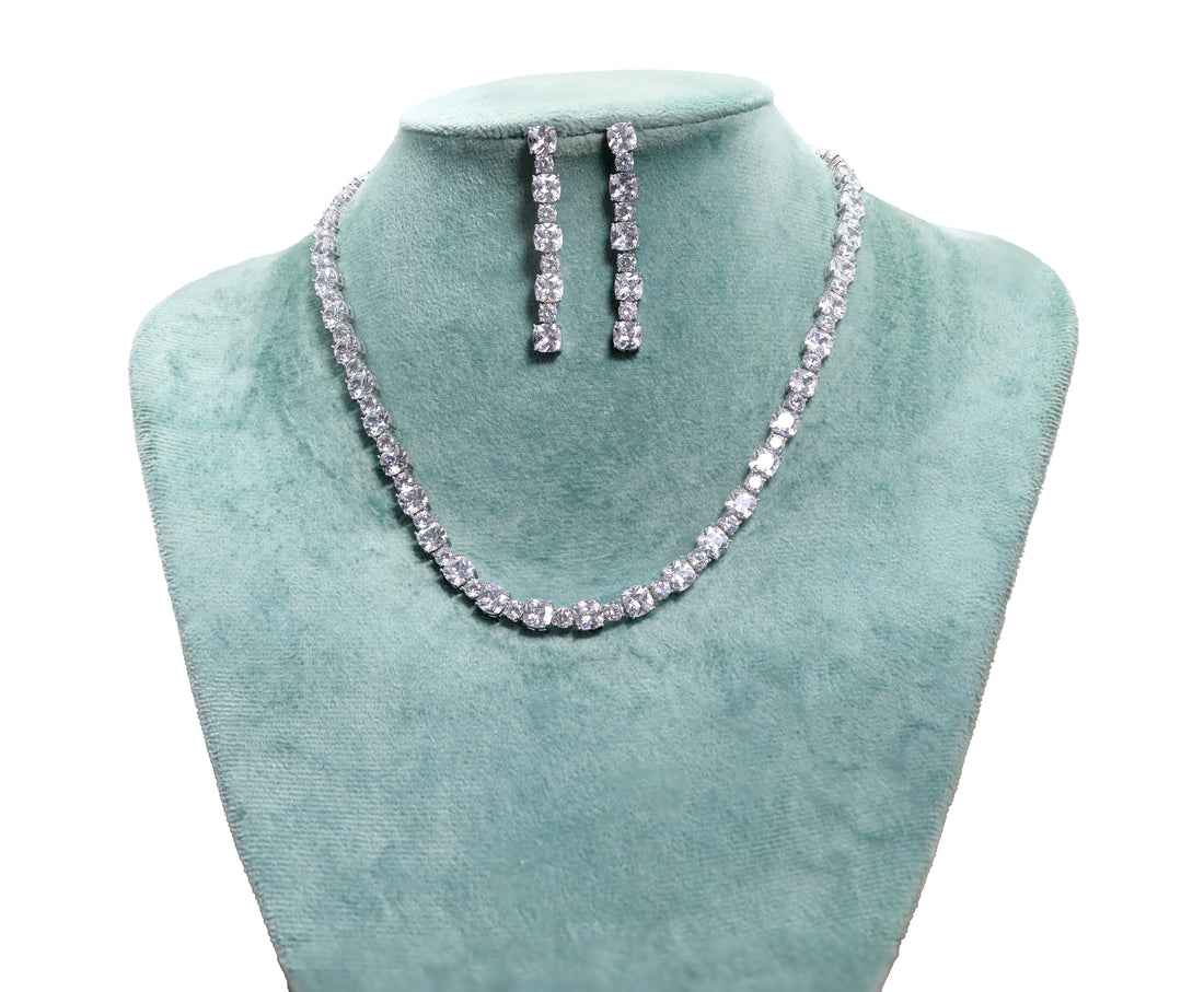 92.5 Sterling  Silver Classic Round Cut Link Necklace 11909