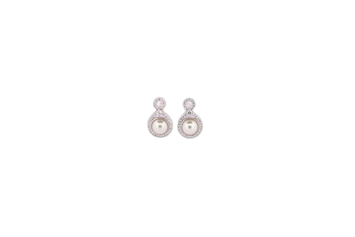 92.5 Sterling Silver Pearl Halo Stud Earrings 13245