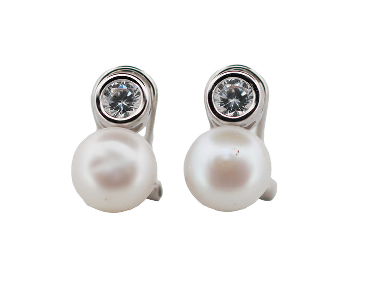 92.5 Sterling Silver Clip-on and Crystal Stud Earrings 15609