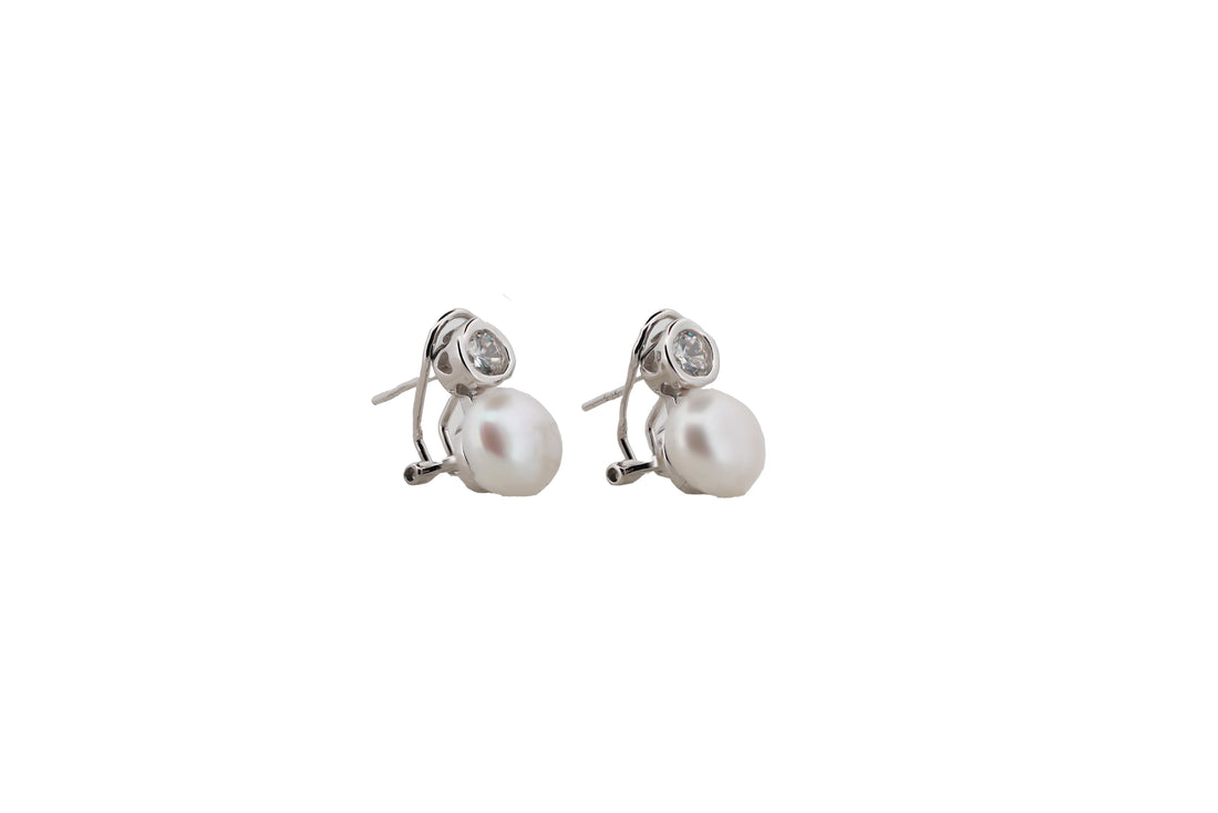 92.5 Sterling Silver Clip-on and Crystal Stud Earrings 15609