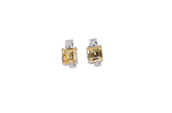 92.5 Sterling Silver Rectangular Crystal Clip-on Earrings 15672