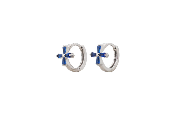 92.5 Sterling Silver Mini Cross Huggie Hoops Earrings 10466