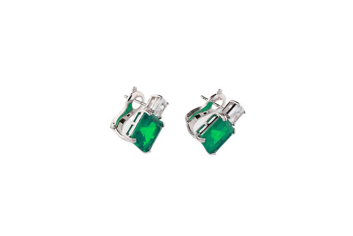92.5 Sterling Silver Rectangular Crystal Clip-on Earrings 15672