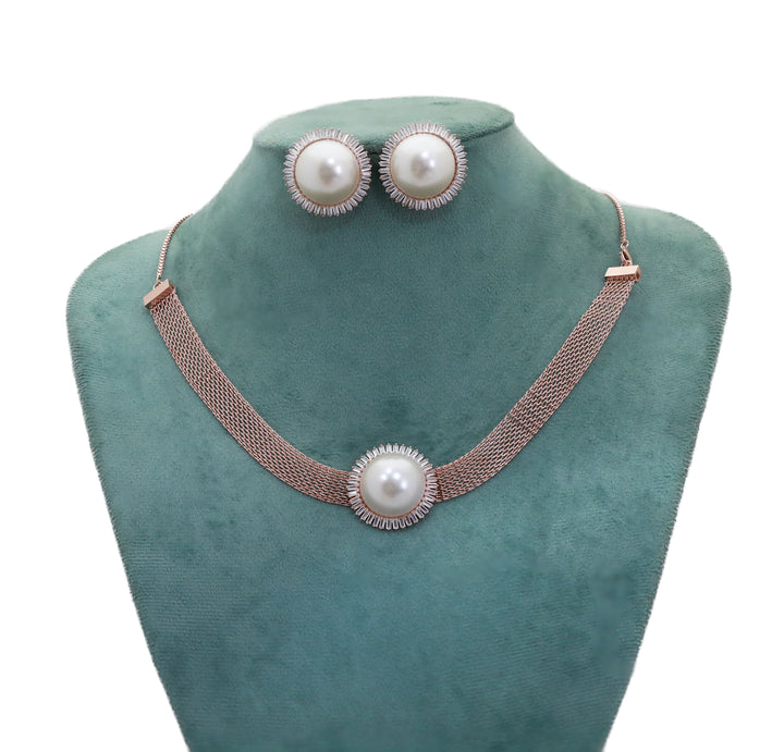 Zircon Pearl Choker Necklace set  10907