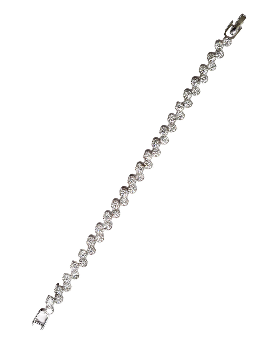 92.5 Silver Twin Row Round Line  Bracelet 13154