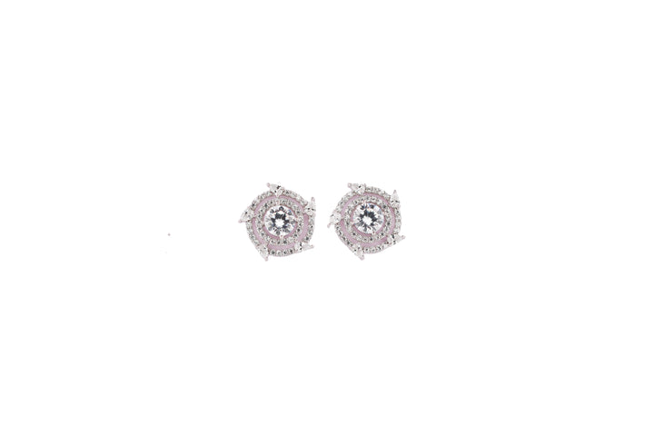 92.5 Sterling Silver Spiral Halo Stud  Earrings 6603