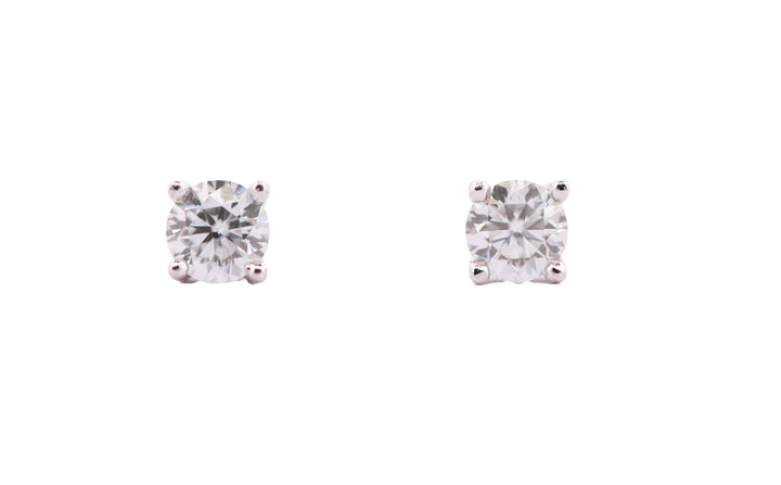 92.5 Sterling Silver with Moissanite Classic Round Solitaire Stud Earrings 6631