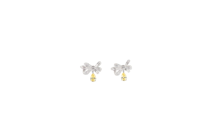 92.5 Sterling Silver Bow-Shaped Drop  Earrings 15731