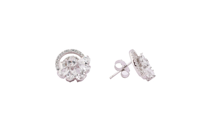 92.5 Sterling Silver Floral Cluster stud  Earrings 11162