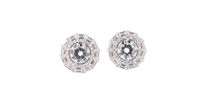 92.5 Sterling Silver Halo style Earrings 11171