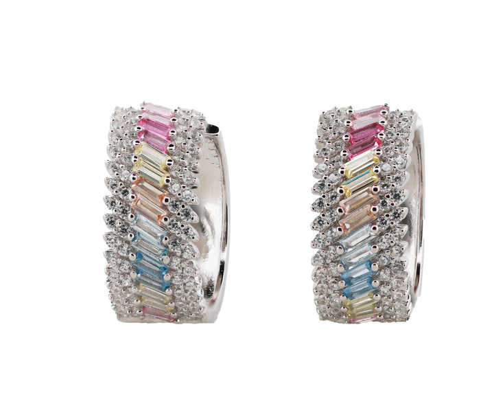92.5 Sterling Silver Earrings Wide Half-Hoop  15733
