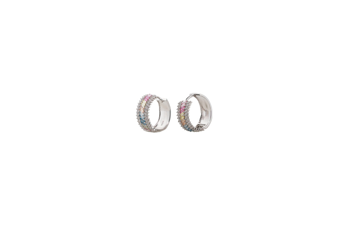 92.5 Sterling Silver Earrings Wide Half-Hoop  15733