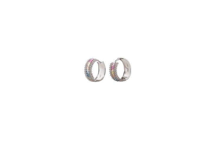 92.5 Sterling Silver Earrings Wide Half-Hoop  15733
