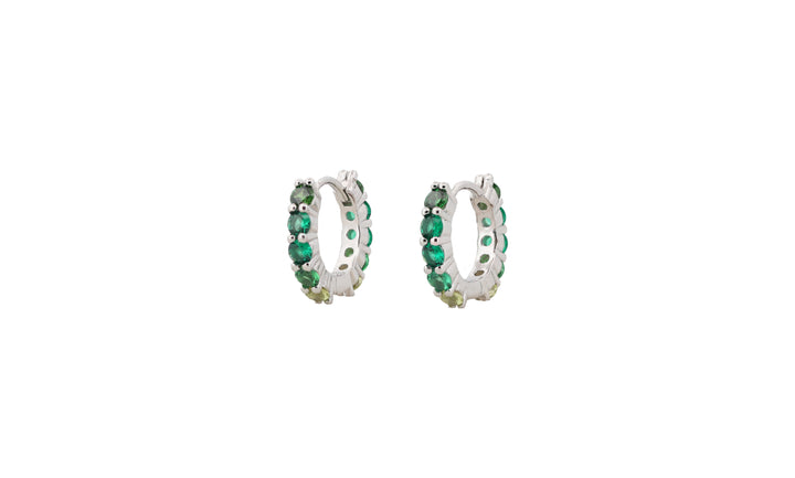 92.5 Sterling Silver Mini Gemstone Hoops Earrings 11229