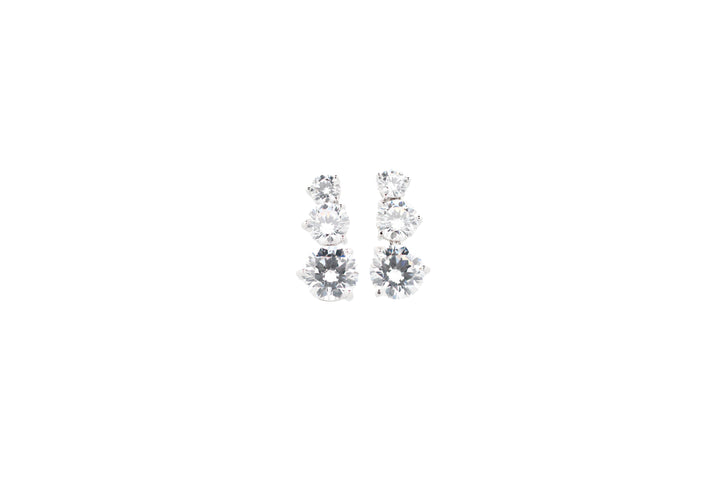 92.5 Sterling Silver Graduated 3-stone Drop Earrings 15739