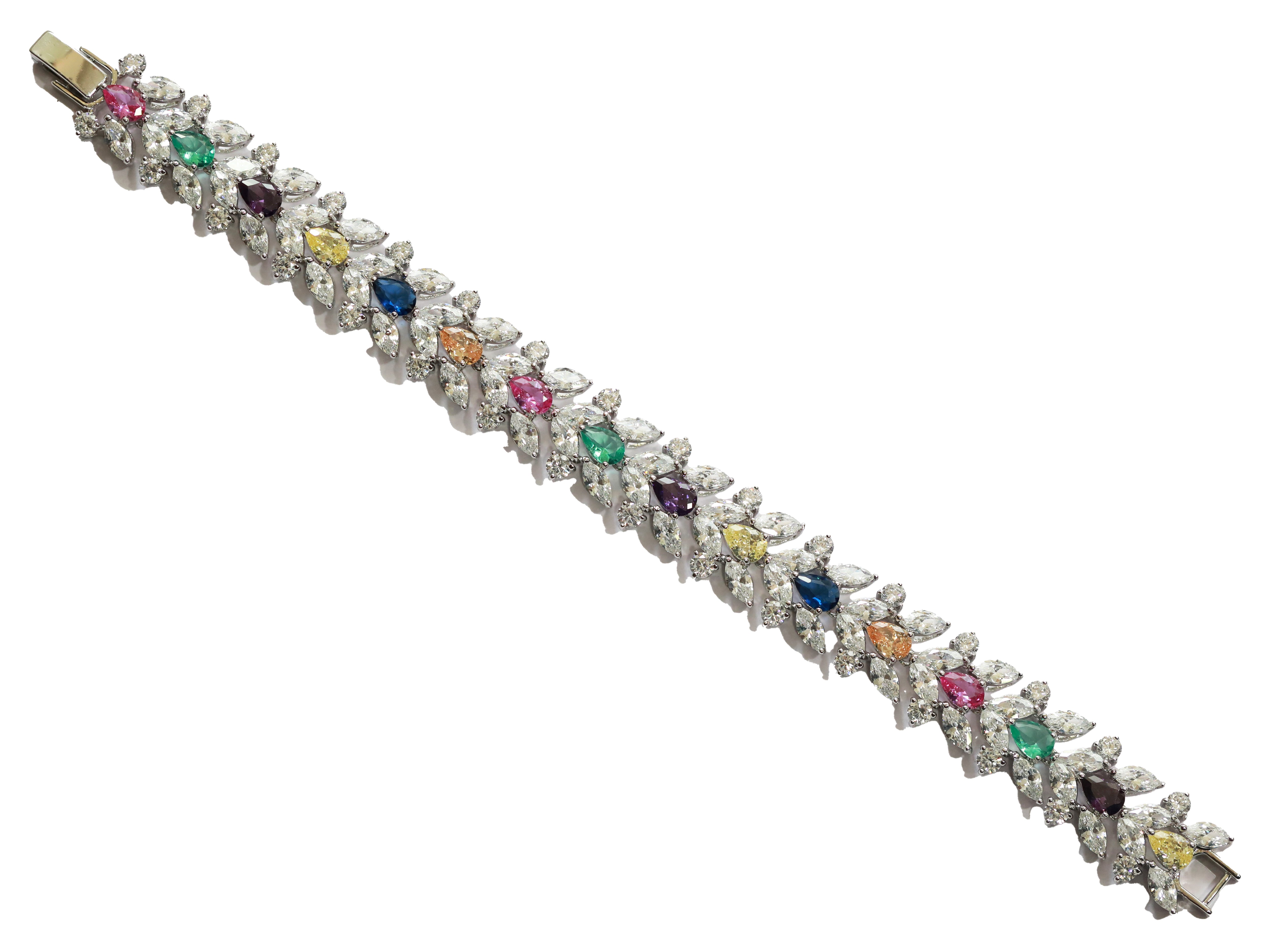 Zircon Multi-Colour Floral Cluster Bracelet 11365