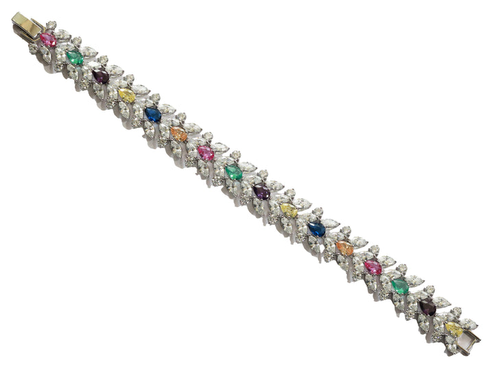 Zircon Multi-Colour Floral Cluster Bracelet 11365