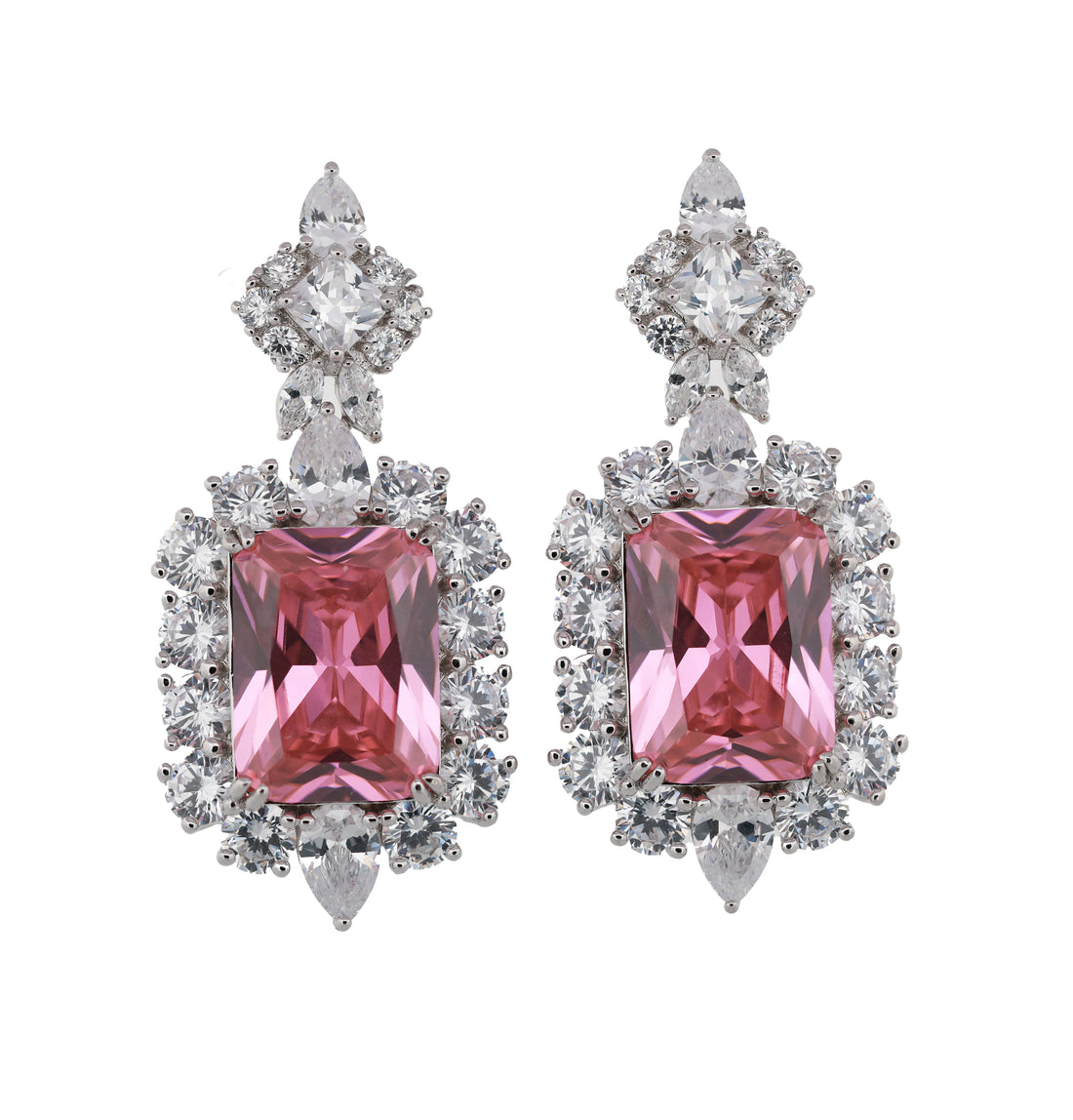 Zircon Cushion Halo Earrings 13378