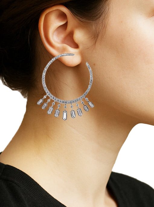 Zircon Half-Hoop Dangler Earrings 11443
