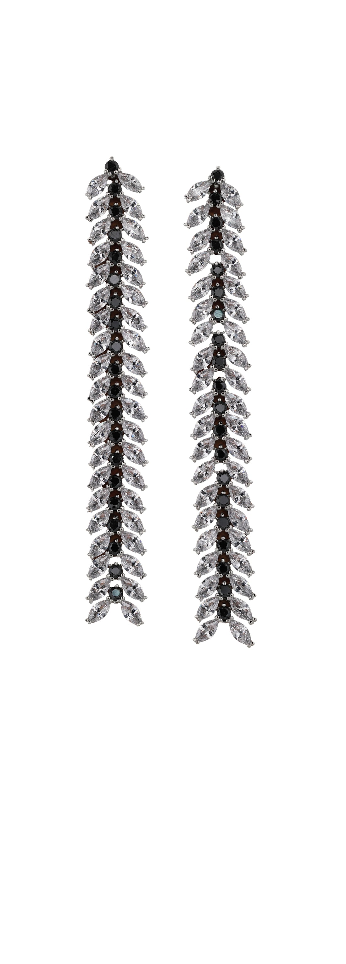 Zircon Frosted Leafy Dangler Earrings 11450