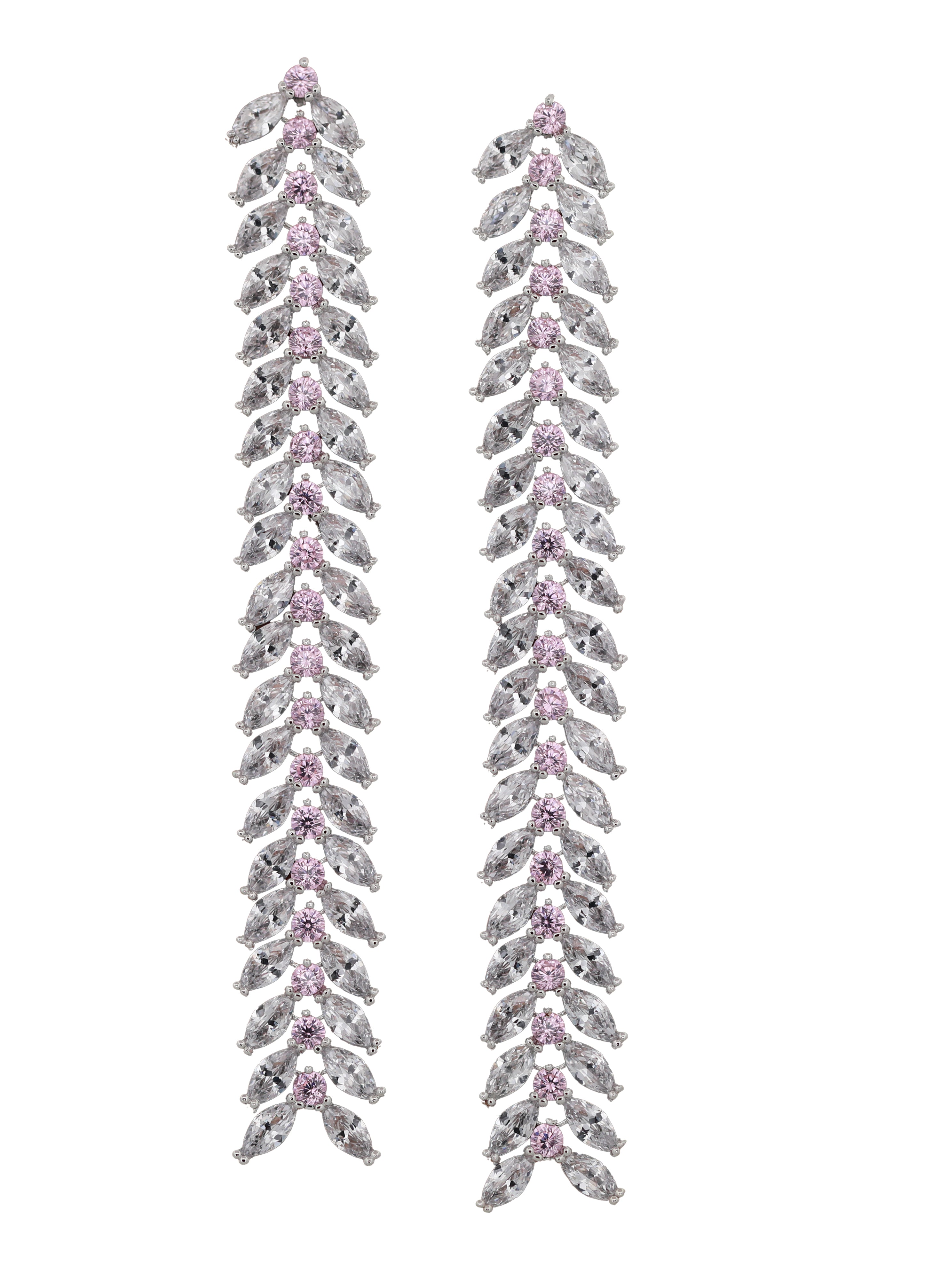 Zircon Frosted Leafy Dangler Earrings 11450