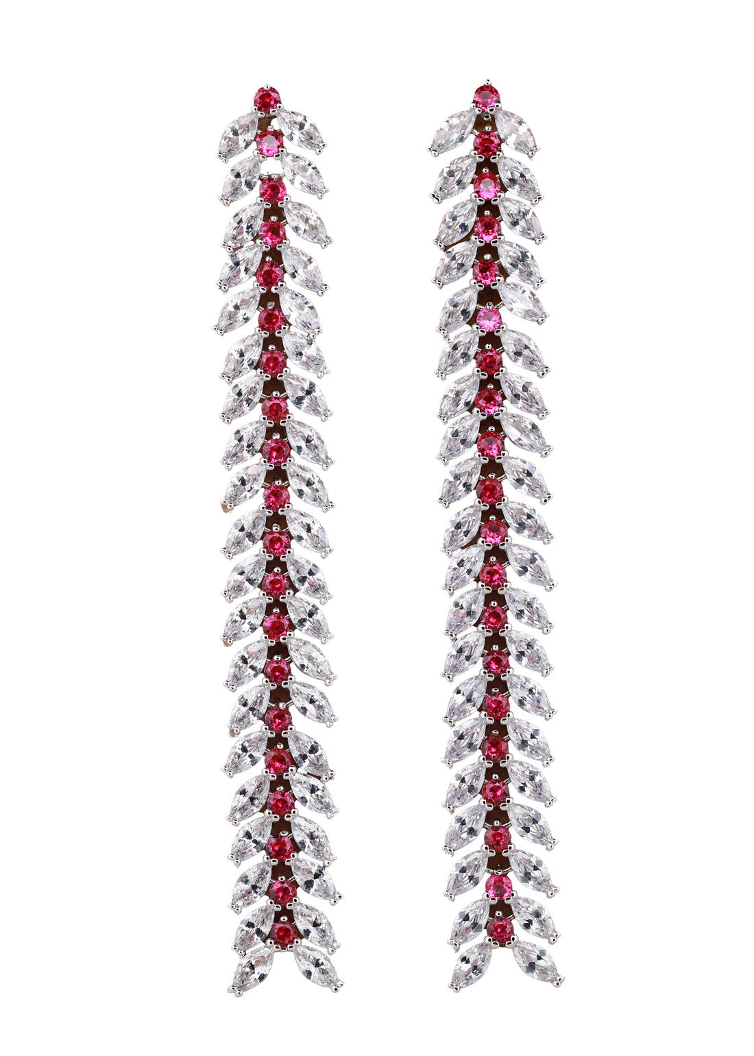 Zircon Frosted Leafy Dangler Earrings 11450