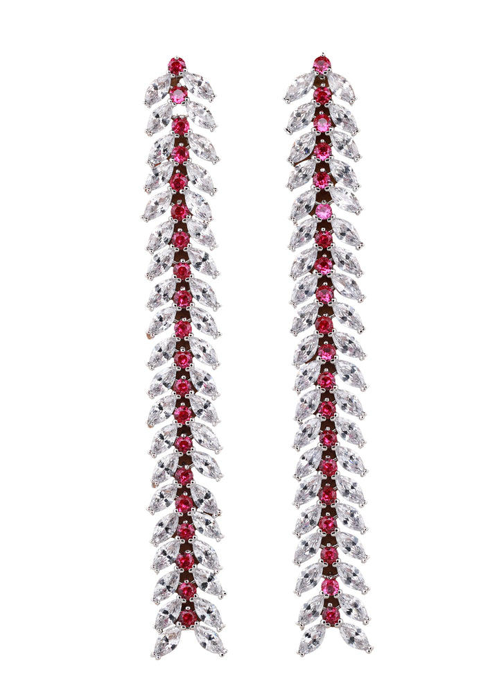 Zircon Frosted Leafy Dangler Earrings 11450