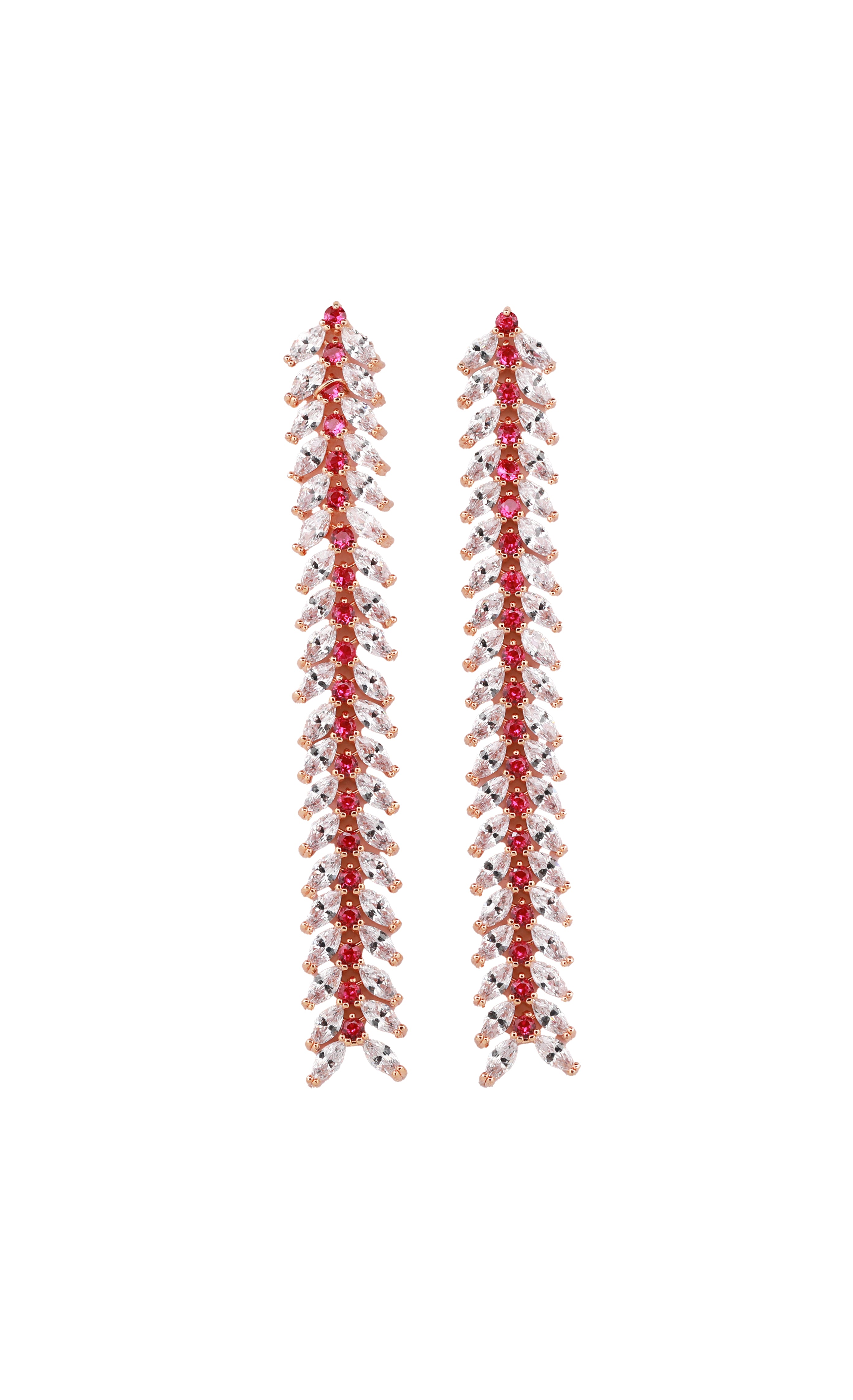Zircon Frosted Leafy Dangler Earrings 11450