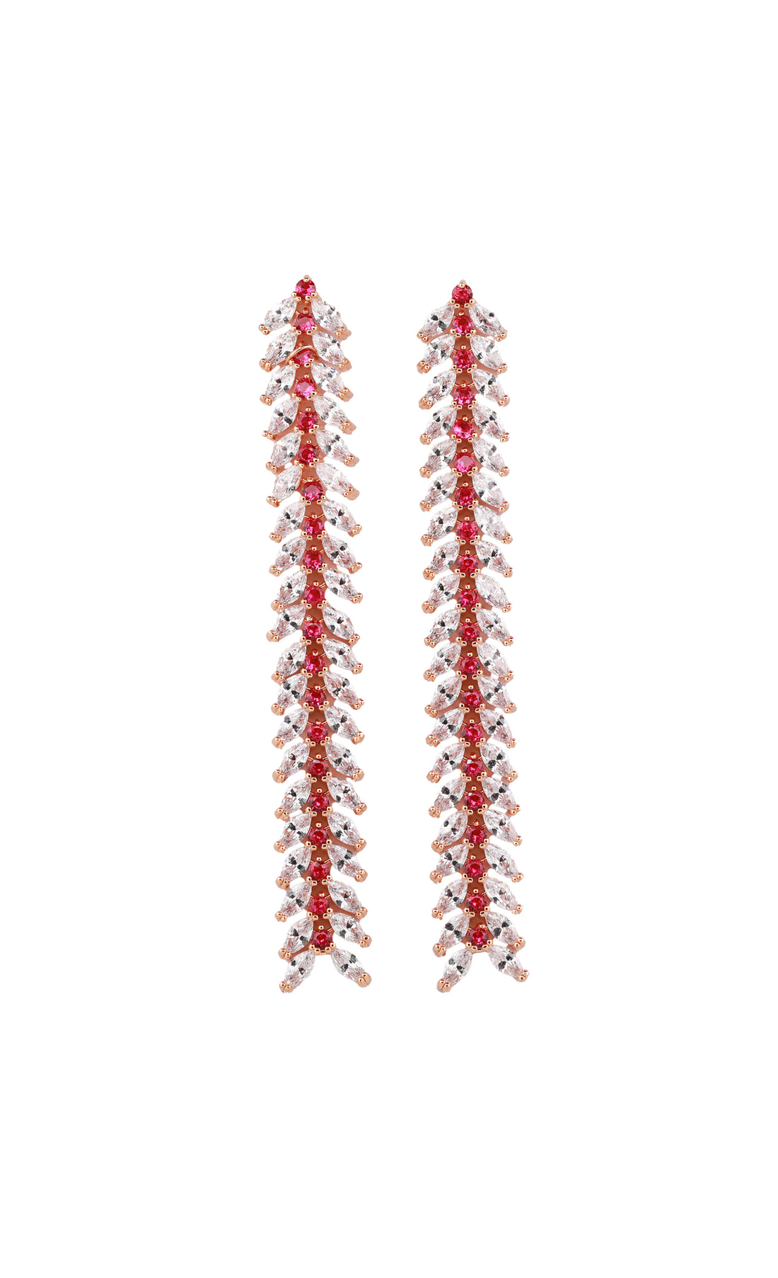 Zircon Frosted Leafy Dangler Earrings 11450