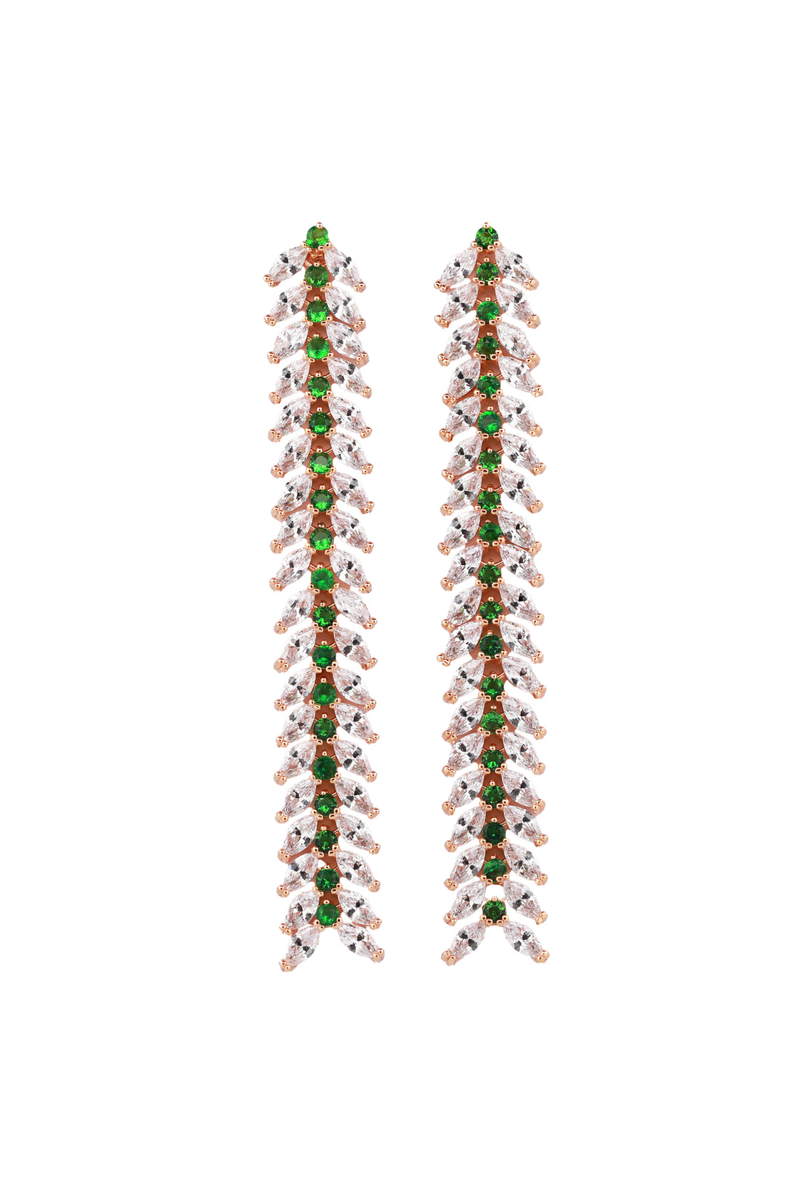 Zircon Frosted Leafy Dangler Earrings 11450