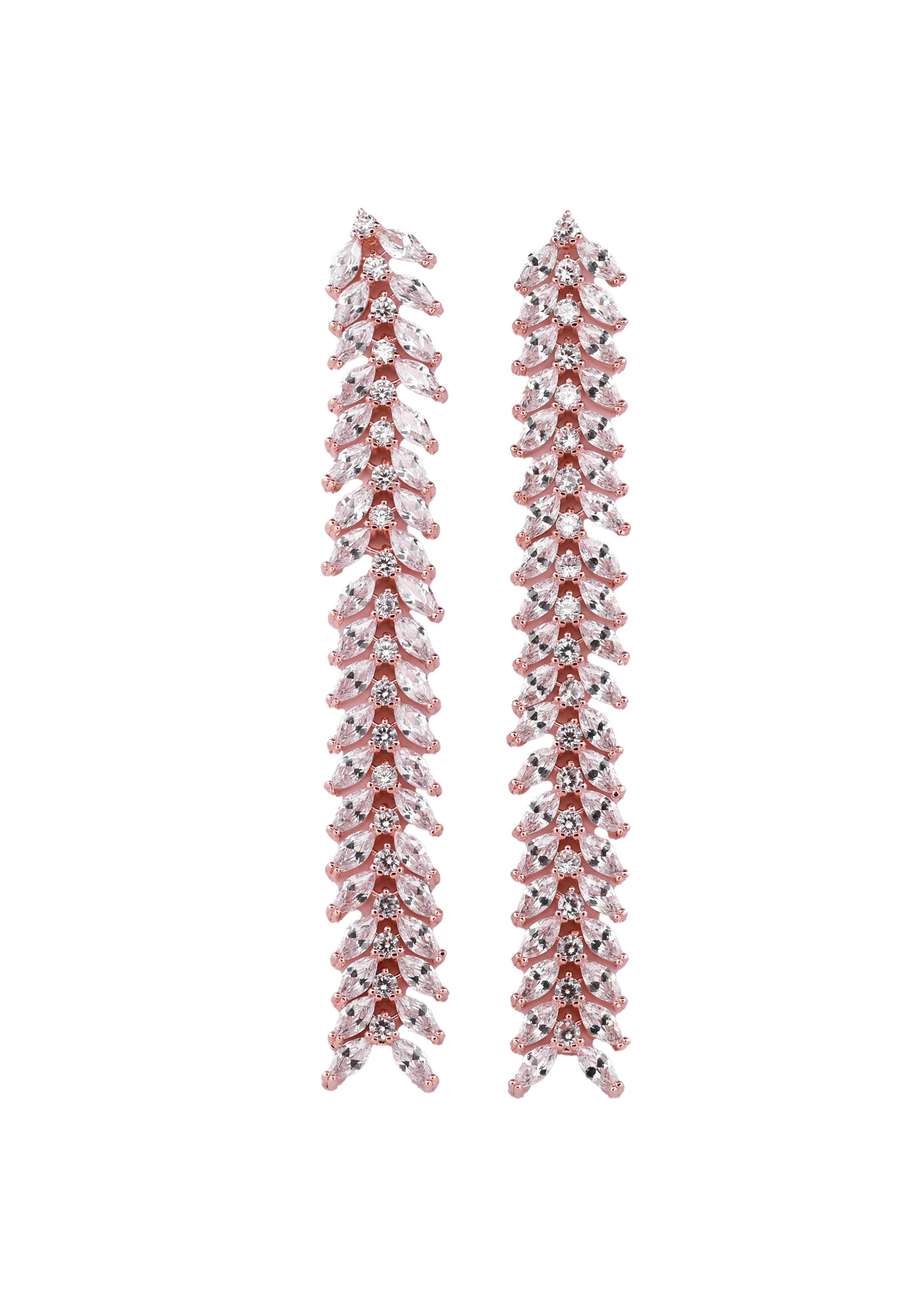 Zircon Frosted Leafy Dangler Earrings 11450