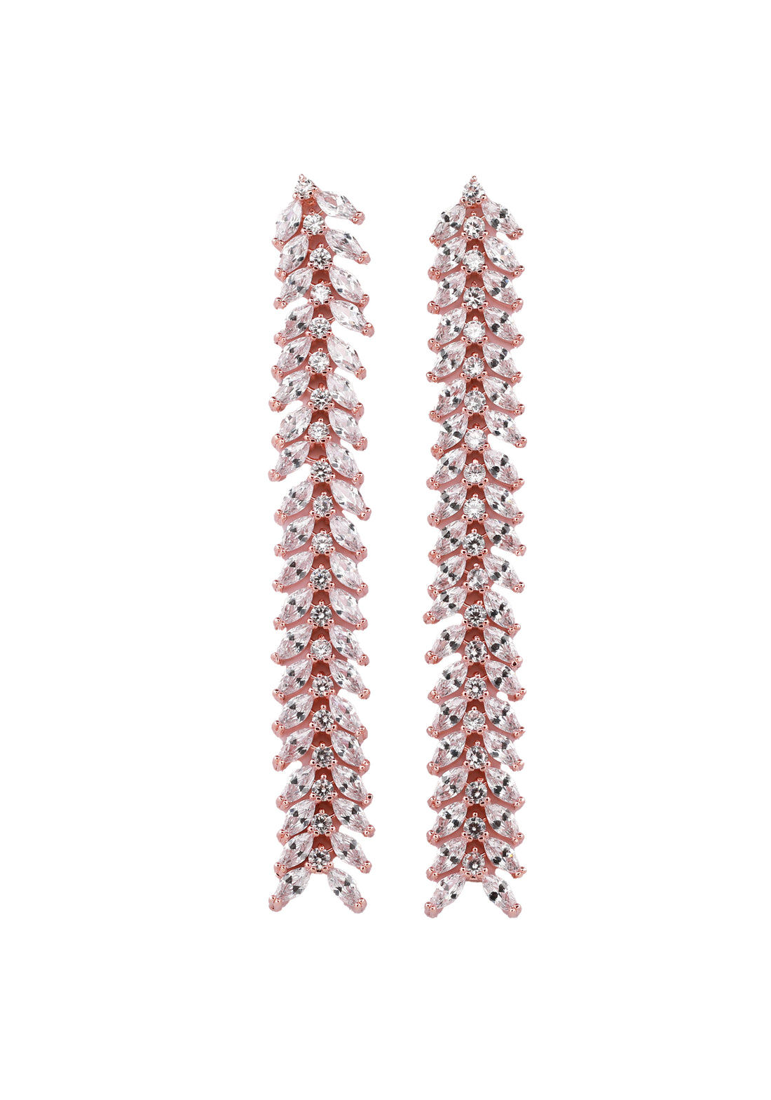 Zircon Frosted Leafy Dangler Earrings 11450