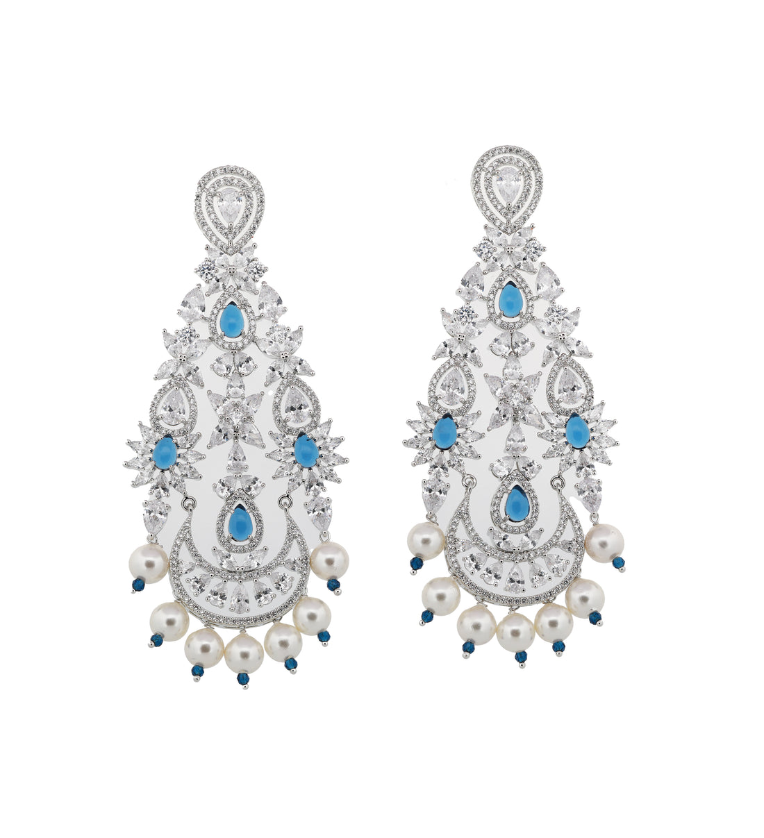 Zircon Chandbali Pearl Drop Earrings 11456