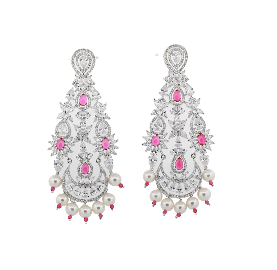 Zircon Chandbali Pearl Drop Earrings 11456