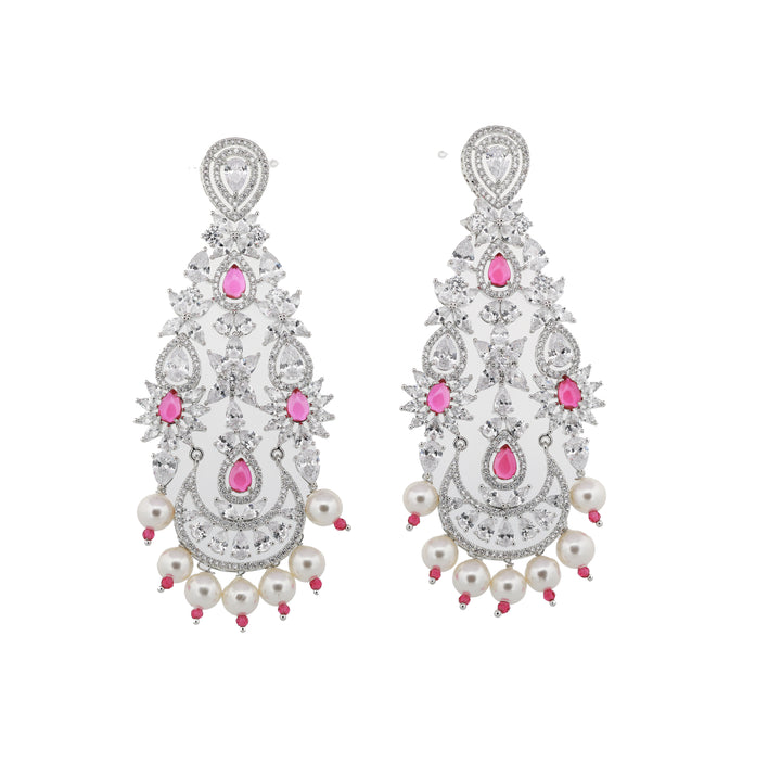 Zircon Chandbali Pearl Drop Earrings 11456