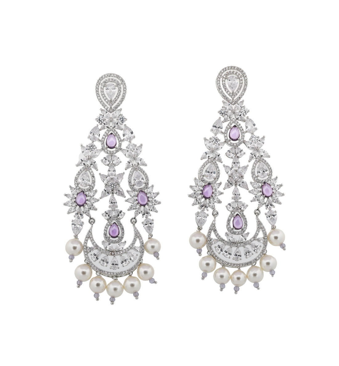 Zircon Chandbali Pearl Drop Earrings 11456