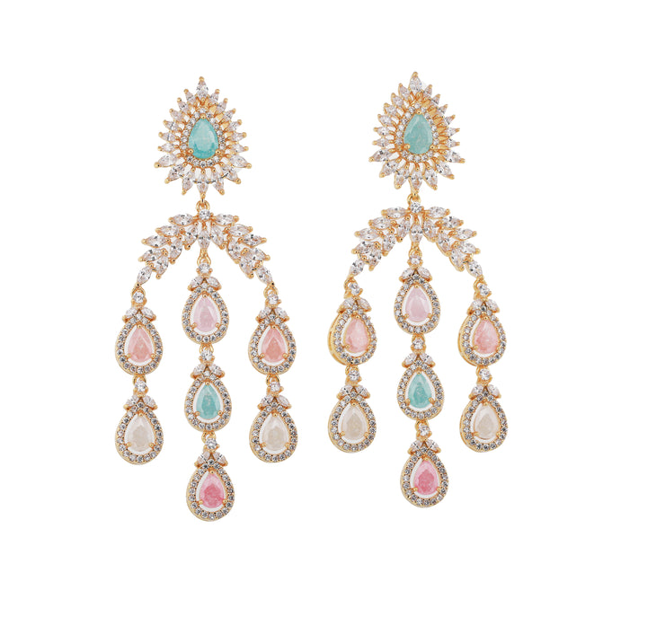 Zircon Pastel Teardrop Chandelier Earrings 11461