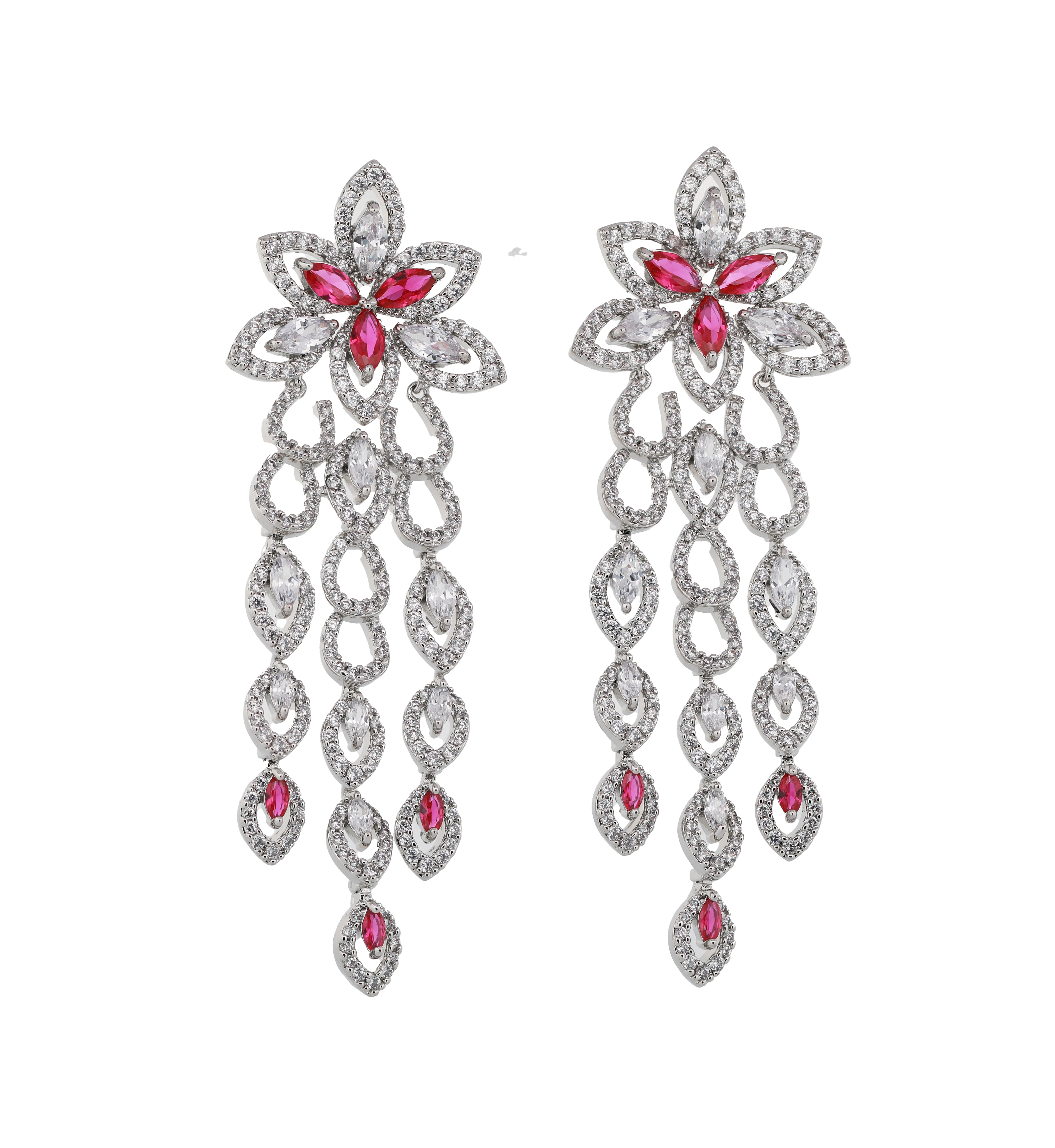 Zircon Floral Trail Drop Earrings 11468