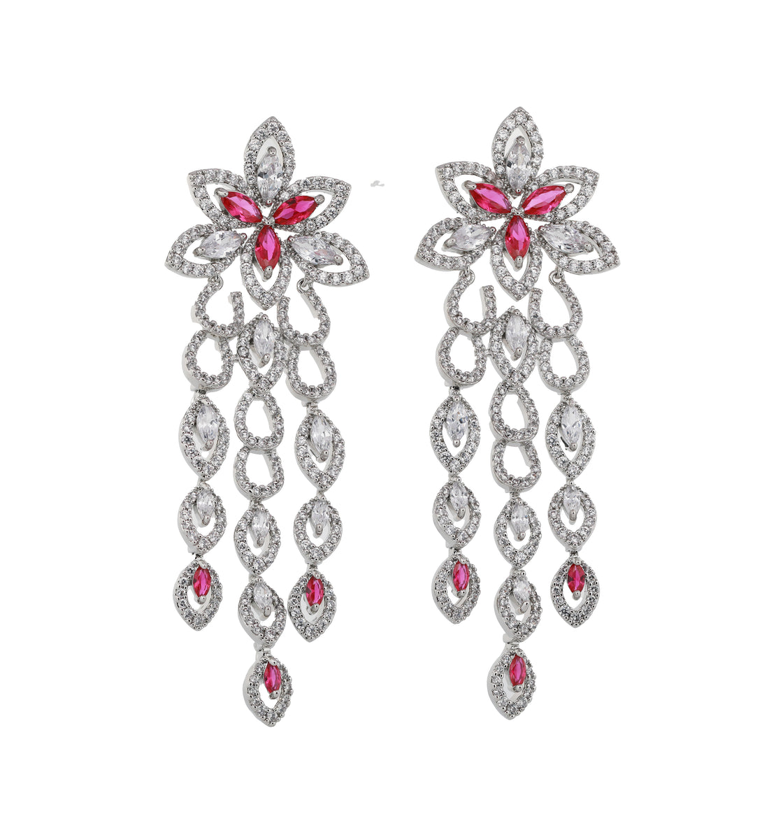 Zircon Floral Trail Drop Earrings 11468