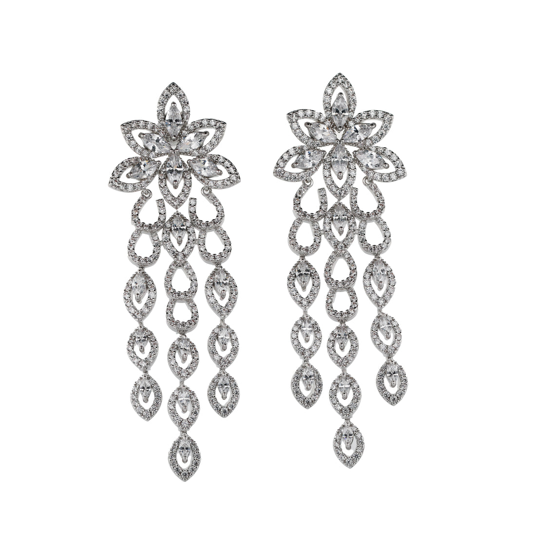 Zircon Floral Trail Drop Earrings 11468
