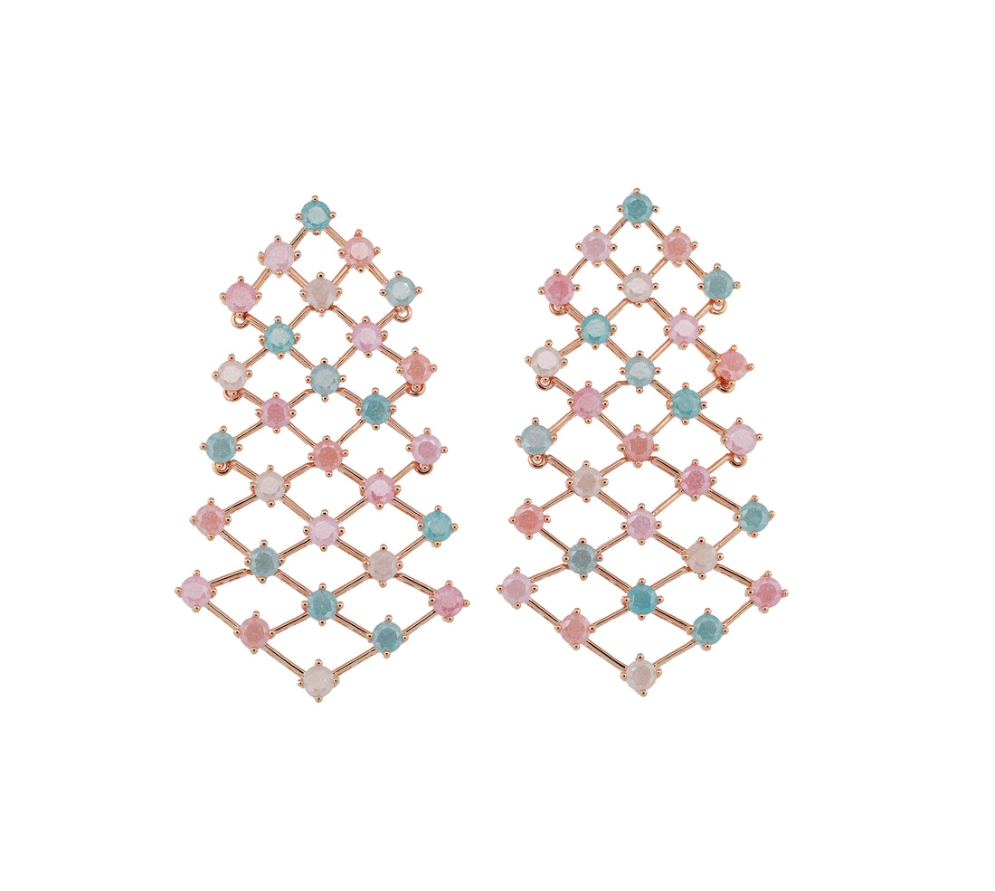Zircon Pastel Net Dangler Earrings 11477