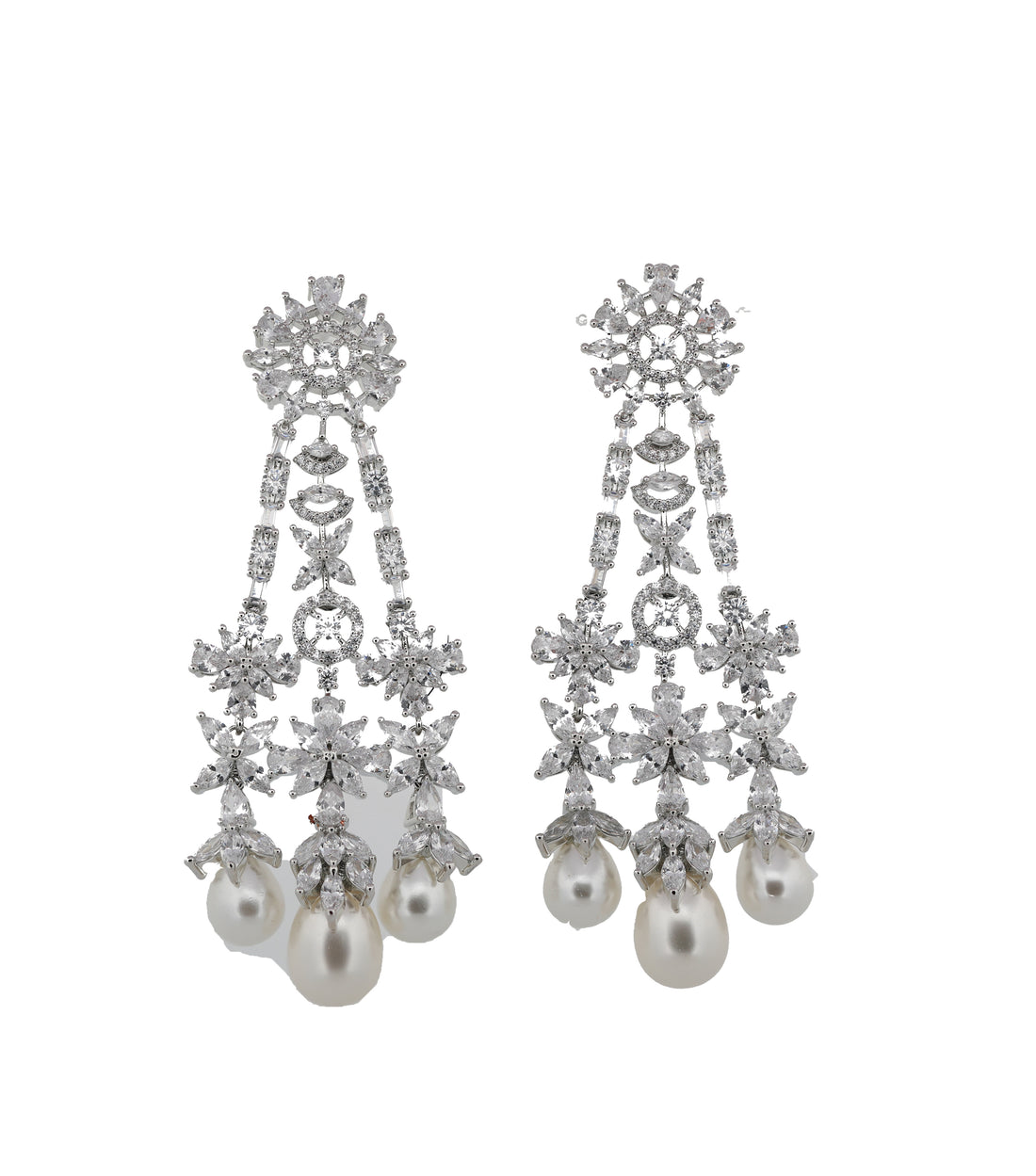Zircon Floral Frost Chandelier Drop Earrings 11485