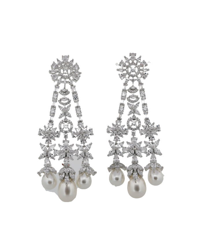 Zircon Floral Frost Chandelier Drop Earrings 11485