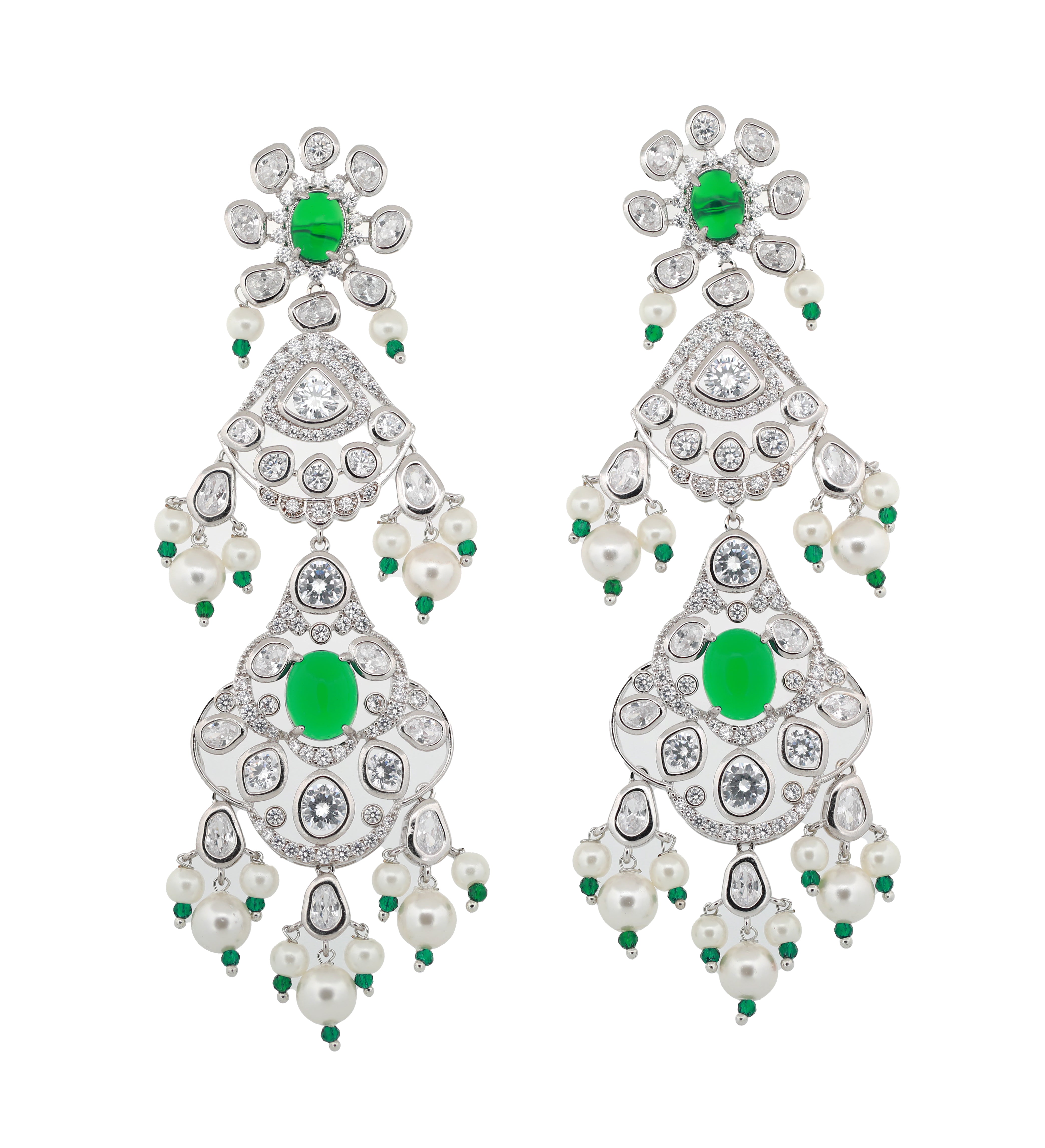 Zircon Polki Chandbali Earrings 11488