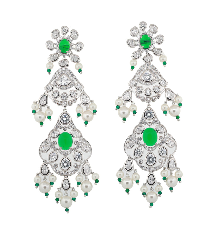 Zircon Polki Chandbali Earrings 11488