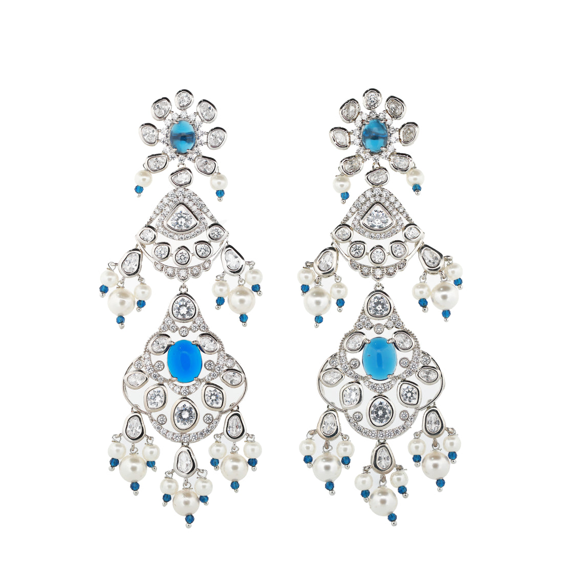 Zircon Polki Chandbali Earrings 11488